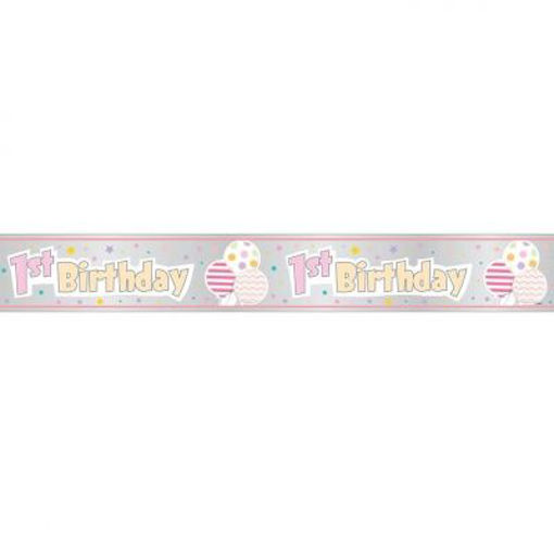 Picture of FOIL PINK PATTERN GIRL 1ST BIRTHDAY BANNER - 12FT